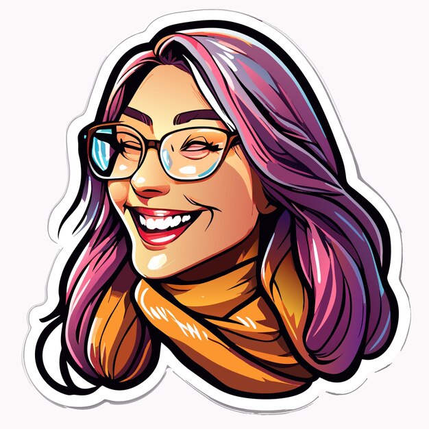 Vector hermosa princesa sonriente con pañuelo para el cabello dibujado a mano ilustración de concepto de icono de pegatina de dibujos animados