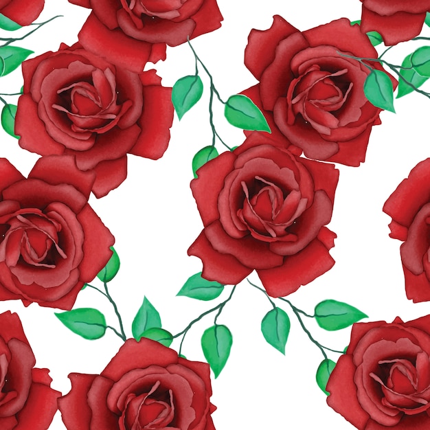 hermosa rosa patrón con acuarela