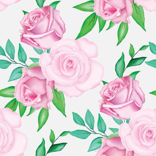 hermosa rosa rosa patrón con acuarela