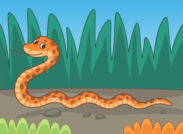 Vector hermosa serpiente en el bosque