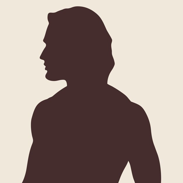 Hermosa silueta masculina atlética de perfil