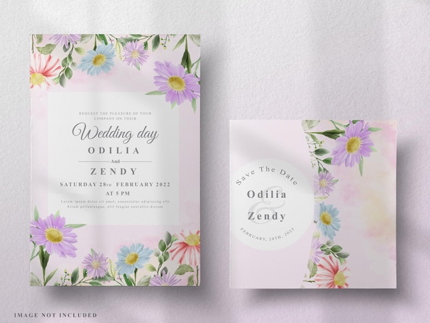 hermosa tarjeta de boda floral acuarela