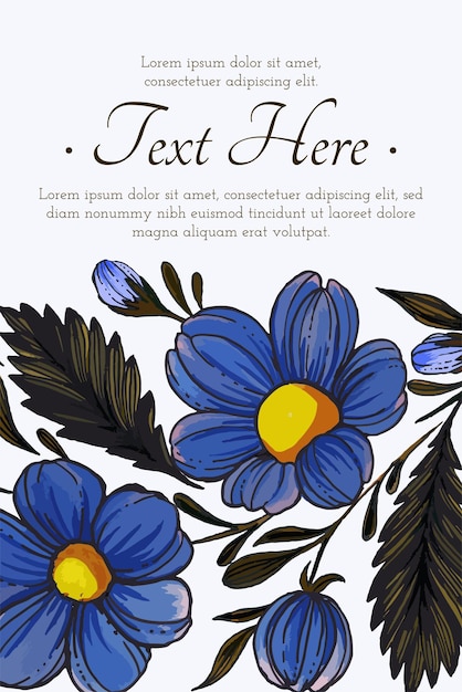 Hermosa tarjeta con composición de flores Tarjeta de marco floral