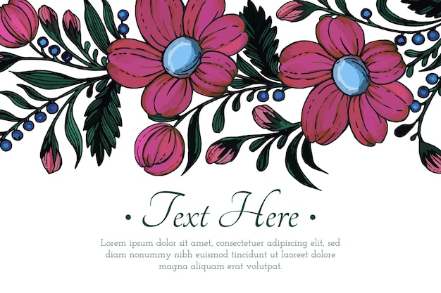 Hermosa tarjeta con composición de flores Tarjeta de marco floral
