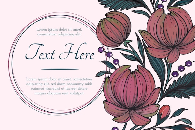 Hermosa tarjeta con composición de flores tarjeta de marco floral
