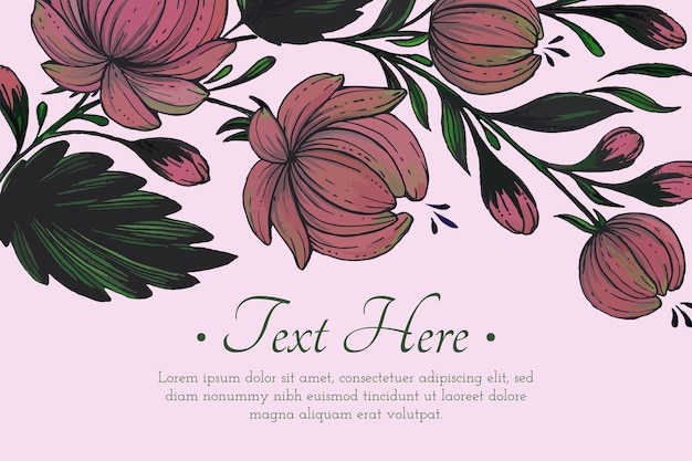 Hermosa tarjeta con composición de flores tarjeta de marco floral