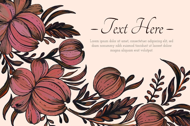Hermosa tarjeta con composición de flores tarjeta de marco floral