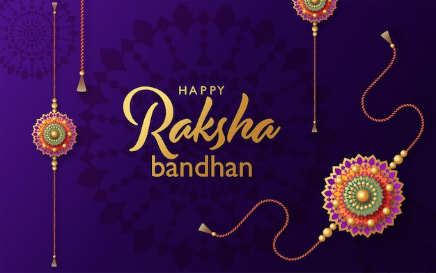 Hermosa tarjeta de felicitación dorada raksha bandhan