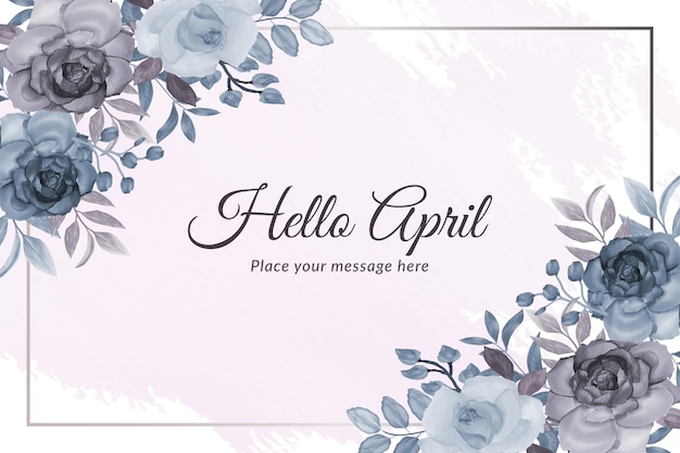 Hermosa tarjeta de hola abril con acuarela floral de peonía suave vector gratuito