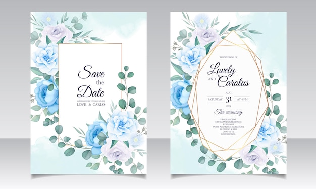 Hermosa tarjeta de invitación de boda con decoración floral