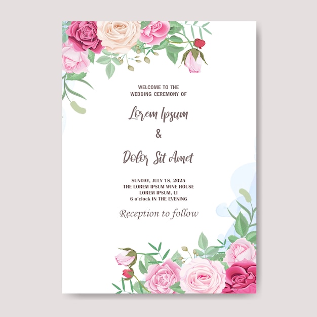 hermosa tarjeta de invitación de boda floral