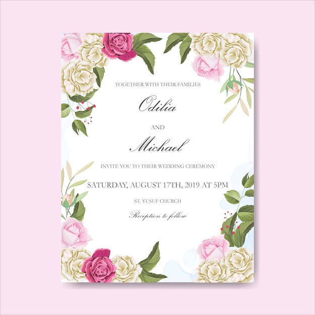 hermosa tarjeta de invitación de boda floral