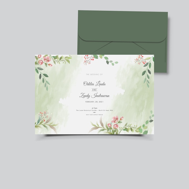 Hermosa tarjeta de invitación de boda floral