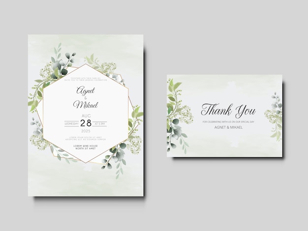 Hermosa tarjeta de invitación de boda floral