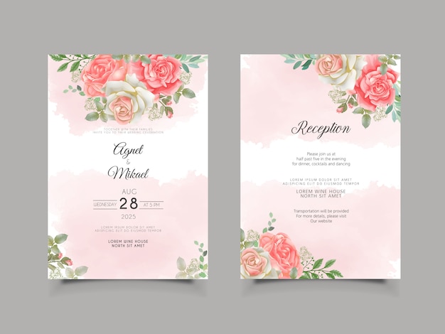 Hermosa tarjeta de invitación de boda floral