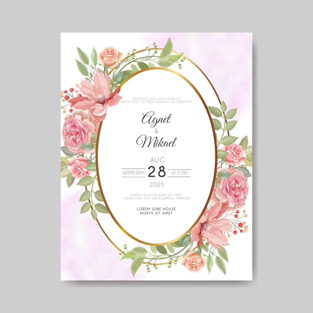 Hermosa tarjeta de invitación de boda floral