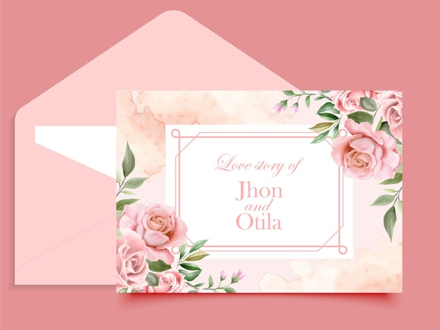 Hermosa tarjeta de invitación de boda floral