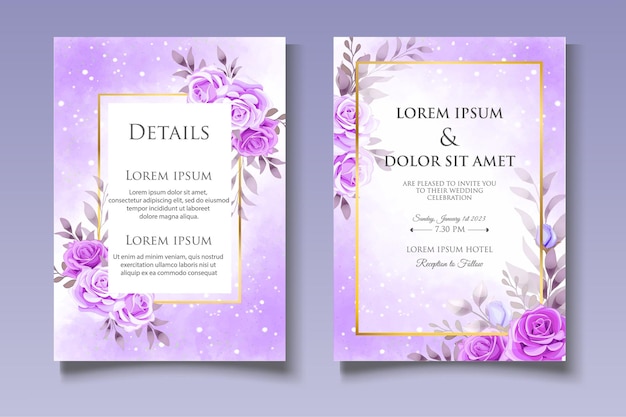 Hermosa tarjeta de invitación de boda floral