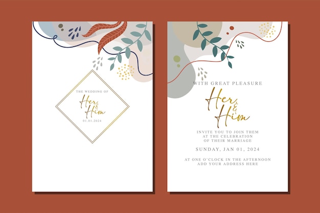 Hermosa tarjeta de invitación de boda de flores