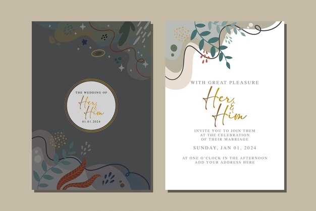 hermosa tarjeta de invitación de boda de flores