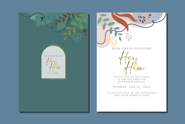 hermosa tarjeta de invitación de boda de flores