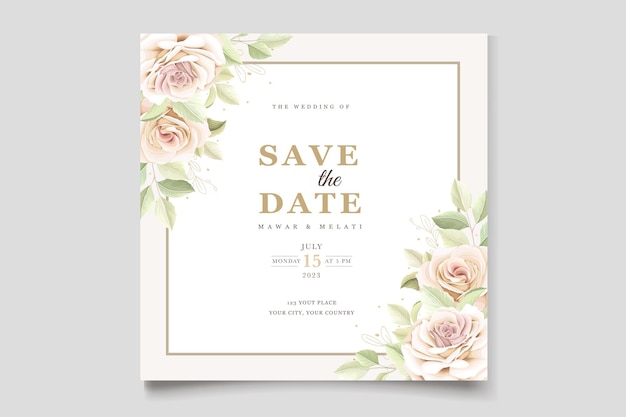 hermosa tarjeta de invitación de rosas suaves