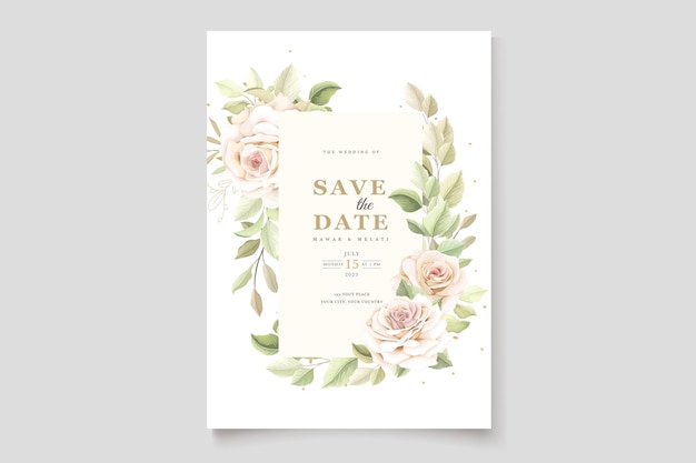 hermosa tarjeta de invitación de rosas suaves