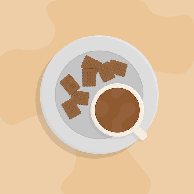 Una hermosa taza de café y una ilustración de galletas