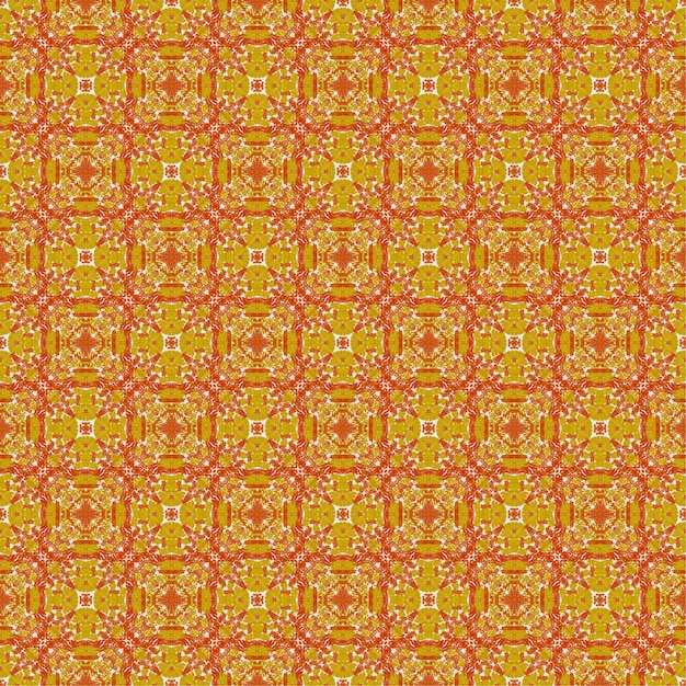 Hermosa tela de ilustración de fondo de patrón de mandala inconsútil abstracto floral amarillo colorido