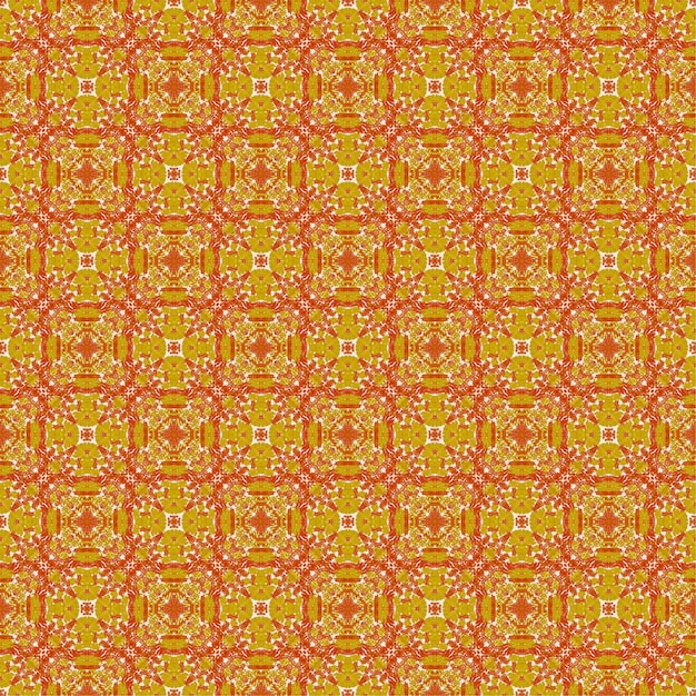 Hermosa tela de ilustración de fondo de patrón de mandala inconsútil abstracto floral amarillo colorido