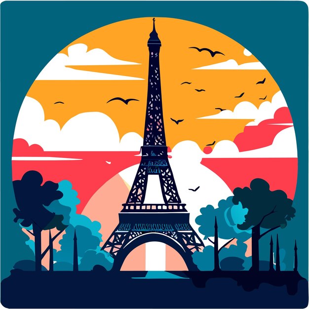 Vector hermosa torre eifel capturada en la ilustración vectorial de peris