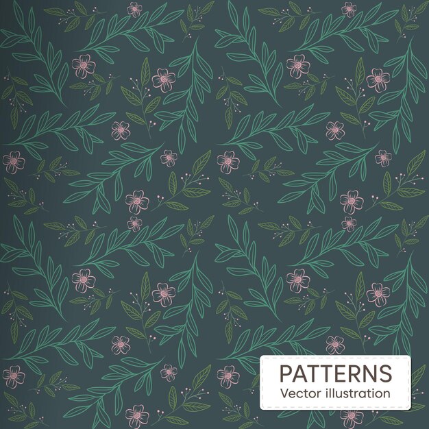 Hermosa vintage dibujado a mano floral de patrones sin fisuras