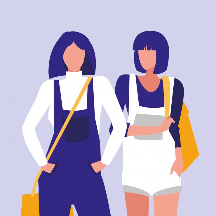 Vector hermosas chicas modelando con bolso
