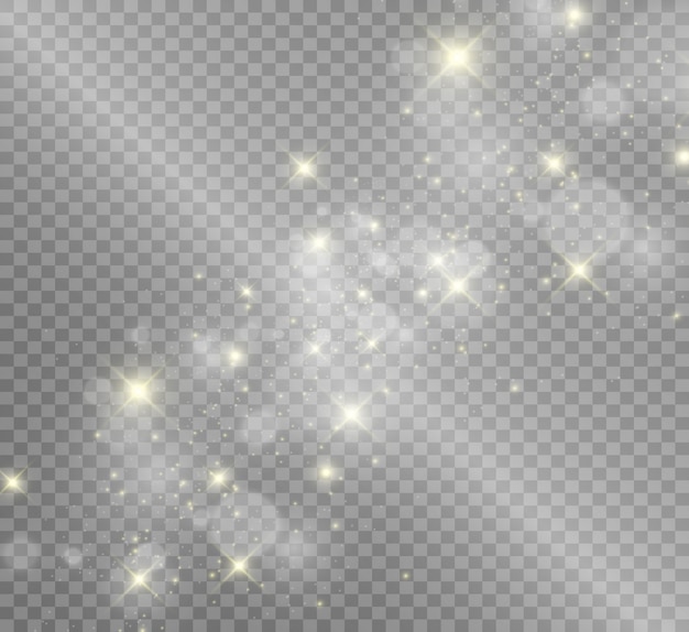 Hermosas chispas brillan con una luz especial. brilla sobre un fondo transparente.