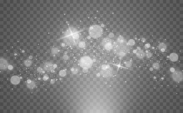 Hermosas chispas brillan con una luz especial. brilla sobre un fondo transparente.