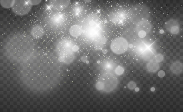 Hermosas chispas brillan con una luz especial. brilla sobre un fondo transparente.
