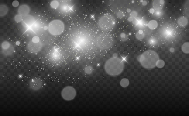 Hermosas chispas brillan con luz especial. Polvo de estrellas con efecto bokeh