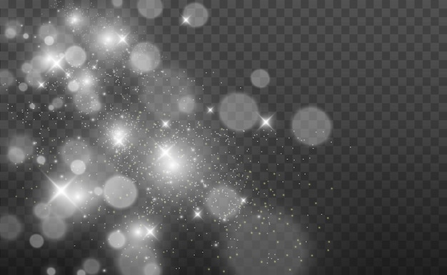 Hermosas chispas brillan con luz especial. Polvo de estrellas con efecto bokeh