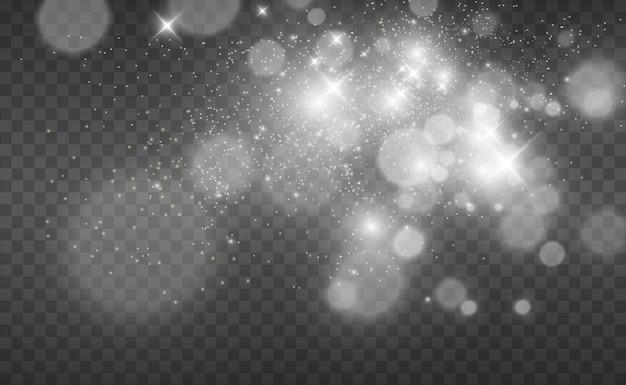 Hermosas chispas brillan con una luz especial. Vector brilla sobre un fondo transparente. Patrón abstracto de Navidad. Una hermosa ilustración para la postal. El fondo de la imagen. Luminarias.
