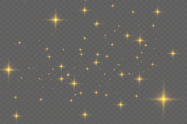 Hermosas chispas brillan con una luz especial Vector brilla sobre un fondo transparente
