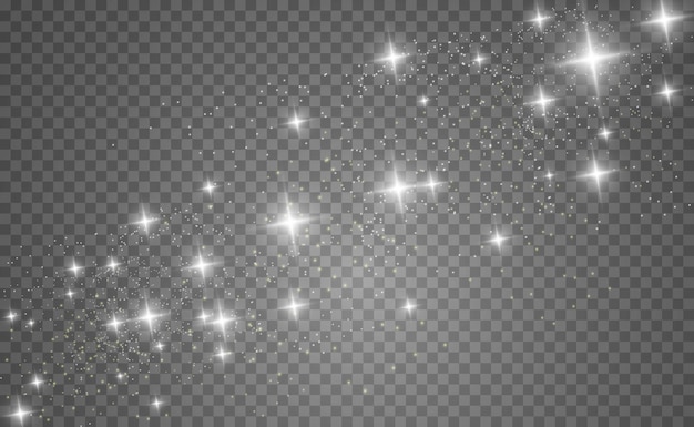 Hermosas chispas brillan con una luz especial Vector brilla sobre un fondo transparente
