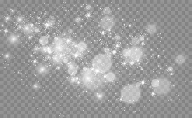 Hermosas chispas brillan con una luz especial Vector brilla sobre un fondo transparente