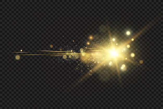 Hermosas chispas brillan con una luz especial Vector brilla sobre un fondo transparente
