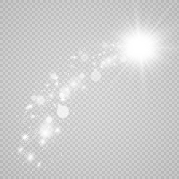 Hermosas chispas brillan con luz especial Vector brilla sobre un fondo transparente