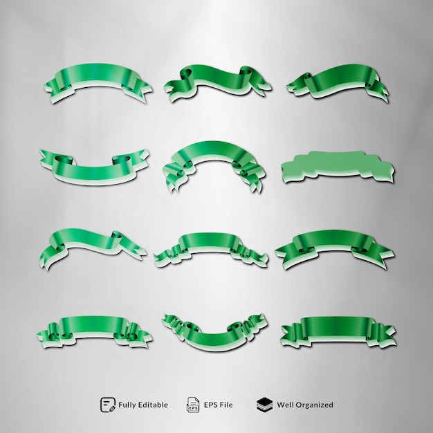 Hermosas cintas Banner Etiquetas y arcos Colección de conjuntos Diseño vectorial EPS plantilla