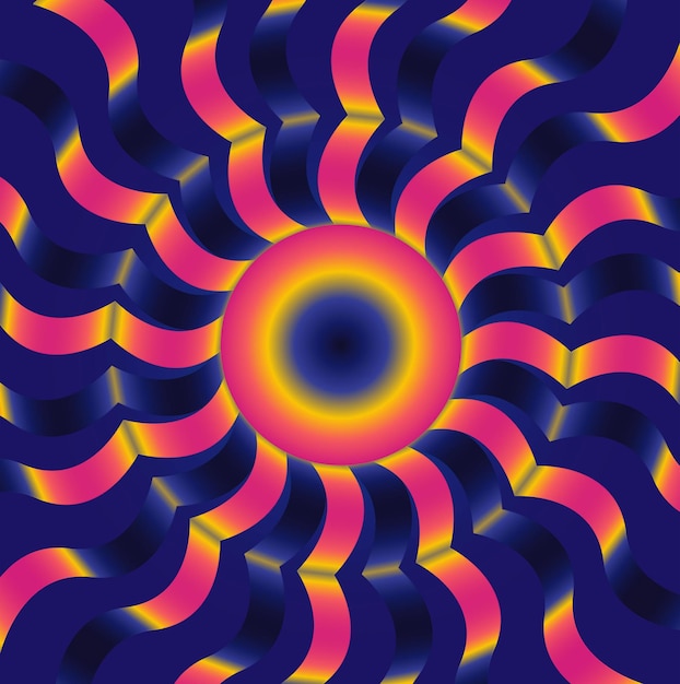 Hermosas costillas espirales enrevesadas de vector de diseño de fondo amarillo y negro rosa fucsia oscuro