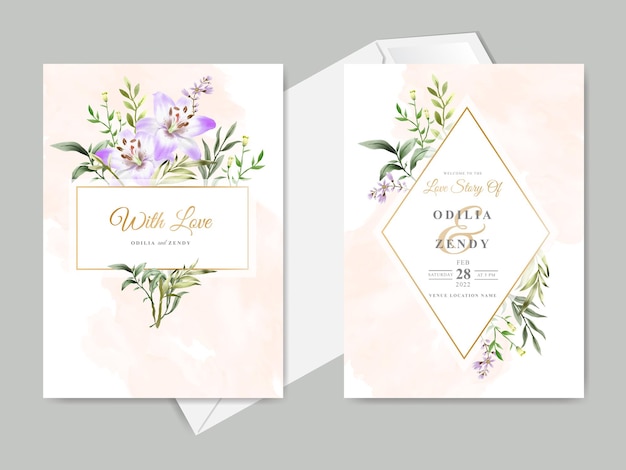 hermosas y elegantes plantillas de tarjetas de invitación de boda florales dibujadas a mano