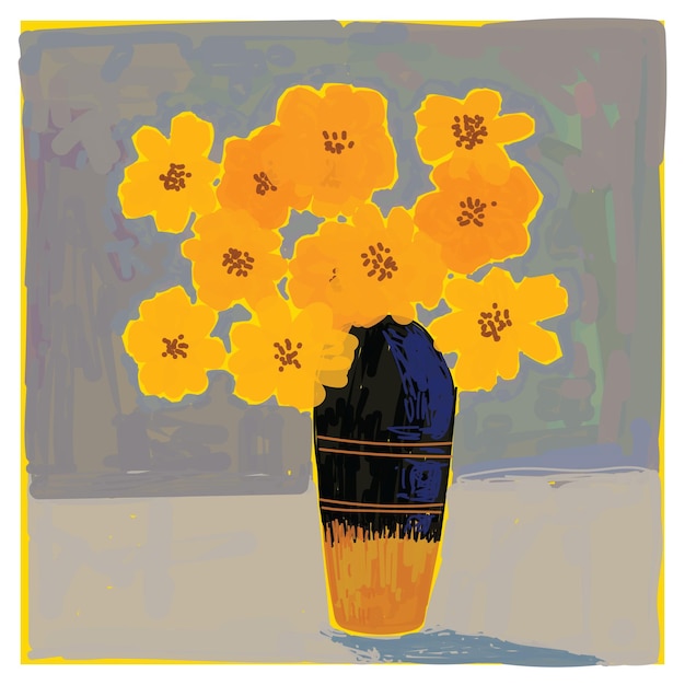 Hermosas flores florales en un jarrón, ilustraciones vectoriales dibujadas a mano, pinturas de carteles y portadas