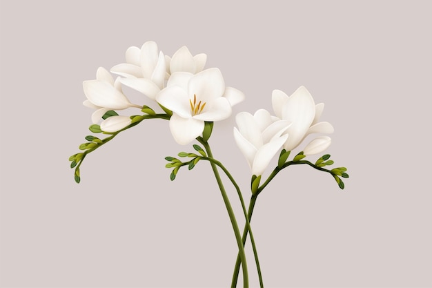 Las hermosas flores de freesia en 3D