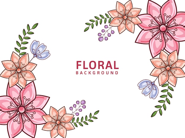 Hermosas flores con hojas decoradas sobre fondo blanco. | Vector Premium Hermosas flores con hojas decoradas sobre fondo blanco. | Vector Premium